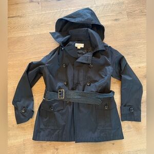Michael Kors Elegant Black Lightweight Classic Trench coat ~rain coat